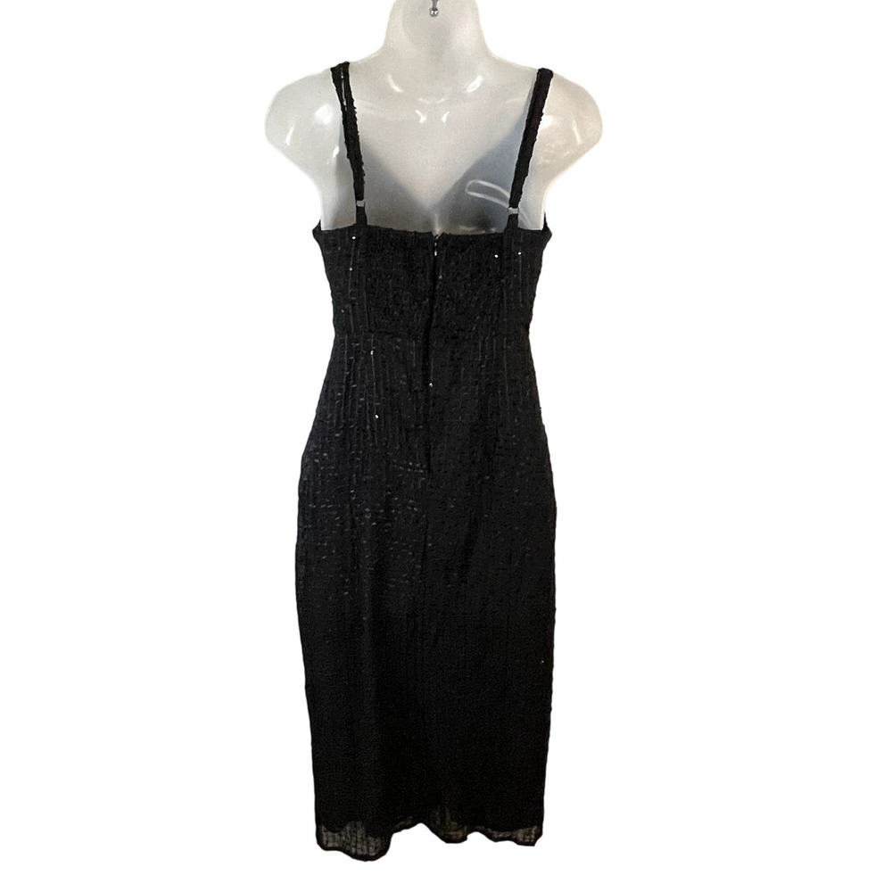 NWT Lulus Total Temptation Black Textured Faux-Wrap Midi Dress LBD Size Small - Picture 5 of 8